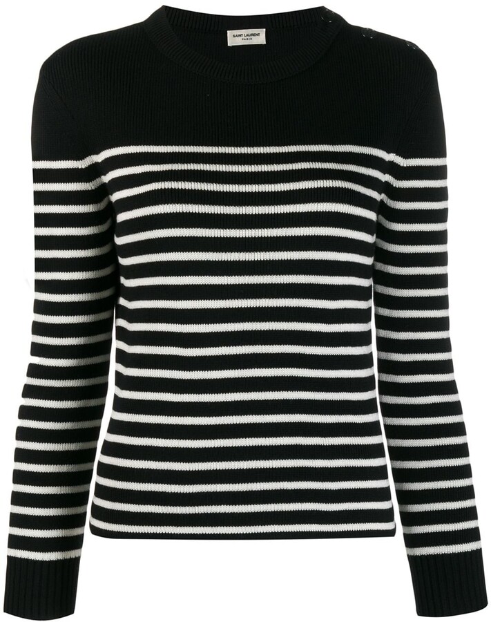 Saint Laurent Striped Knitted Jumper - ShopStyle Sweaters