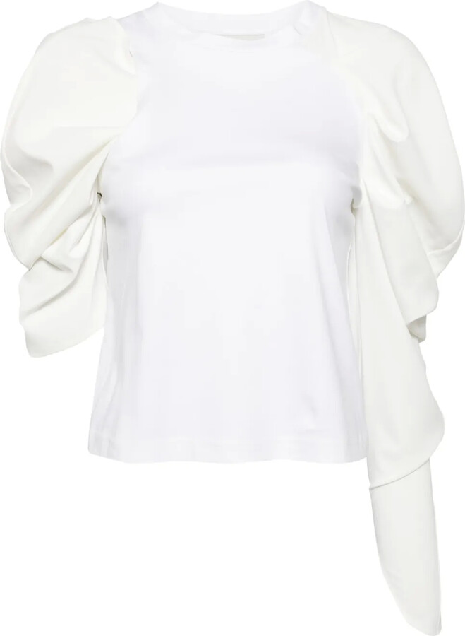 Besfxxk Asymmetric Balloon-Sleeve Blouse