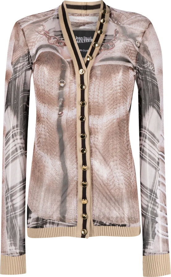 Y/Project Trompe L'oeil mesh cardigan top