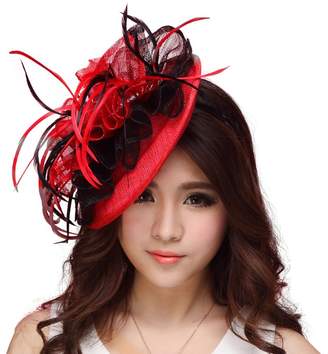June's Young Women Fasciantor Hats Hair Accessories Feather Cocktail