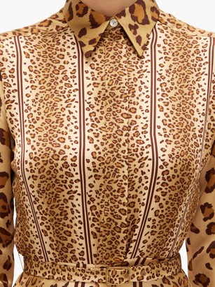 Hillier Bartley Belted Leopard-print Satin Shirt Dress - Animal