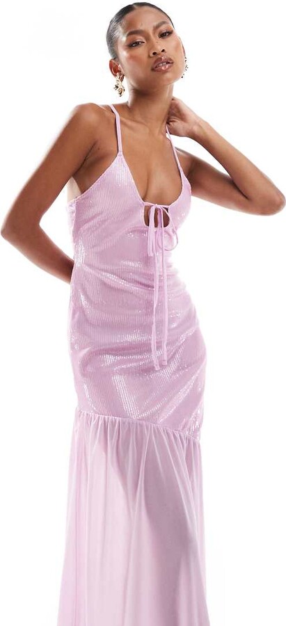 ASOS DESIGN strappy cami maxi dress with sequin mix fabric in