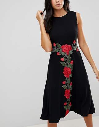 Traffic People Midi Dress With Rose Applique