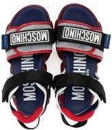 Thumbnail for your product : MOSCHINO BAMBINO Embossed-Logo Touch-Strap Sandals