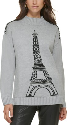 Karl Lagerfeld Paris Women's Mock Neck Eiffel Tower Sweater - ShopStyle