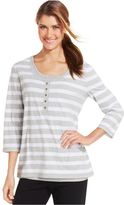 Thumbnail for your product : Style&Co. Petite Striped Layered Henley Top
