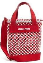 Thumbnail for your product : Miu Miu Woven Leather Bucket Bag - Red White