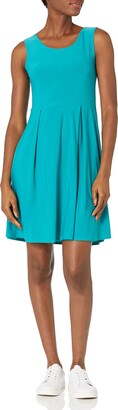 Star Vixen Women's Classic Str Ponte Knit Sleeveless Box-Pleat Fitnflare Dress
