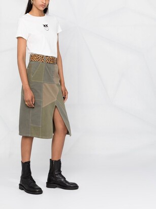 Pinko Belted Patch-Work Midi Skirt