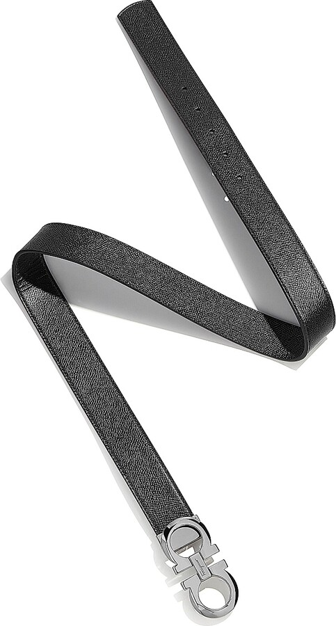 Ferragamo Men's Gancini Adjustable Cut-to-Size Reversible Leather Belt - Black Brown - Size 38