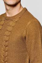 Thumbnail for your product : boohoo Crew Neck Jumper With Cable Knit Front