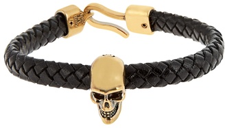 Alexander McQueen Skull and woven-leather bracelet