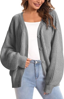 womens grey chunky knit cardigan