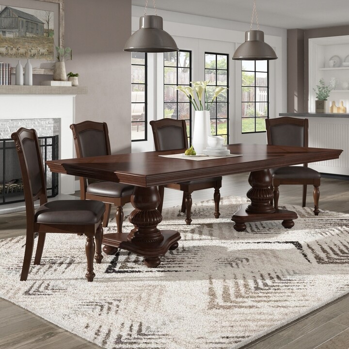 Inspire Q Constantinople Double Pedestal Dining Table with Extending