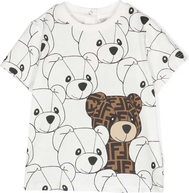 Fendi Kids teddy bear-print cotton T-shirt