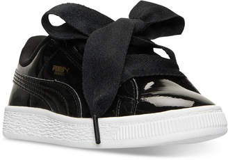 Puma Little Girls' Basket Heart Patent Casual Sneakers from Finish Line