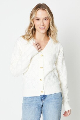 Oasis Womens Petite Scallop Edge Button Front Cardigan