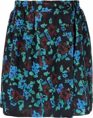 GANNI　Print Denim A-line Skirt GANNI Print Denim A-line Skirt GANNI Print Denim A-line