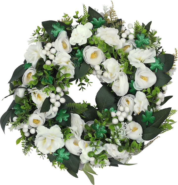 Unique Bargains Artificial Wreath Year Round Eucalyptus Wreaths for Wall Hanging White