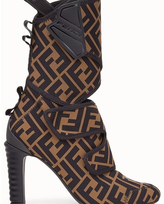 Promenade booties in brown fabric Clearance