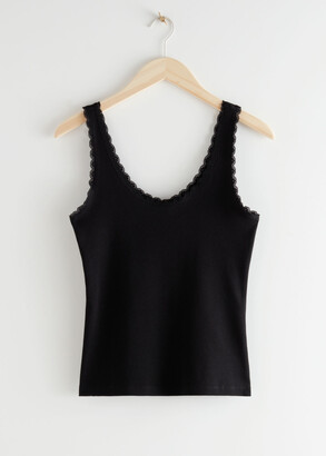And other stories Lace Trim Ribbed Tank Top