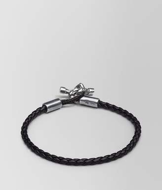 Bottega Veneta Atlantic Leather/Oxidized Silver Bracelet
