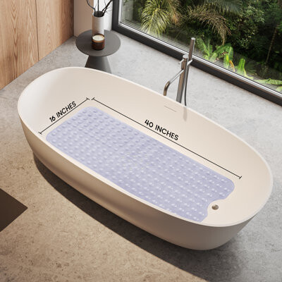 LuxDecorCollection Large Bathtub Mat with Suction Cups & Non-Slip Backing Bath Mat