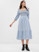 Thumbnail for your product : Gap Puff Sleeve Smocked Denim Midi Dress with Washwell