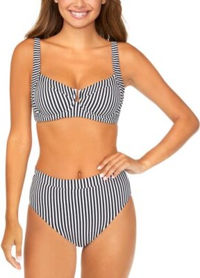 Raisins Juniors Printed Cutout Detail Bikini Top High Waisted Striped Bottoms