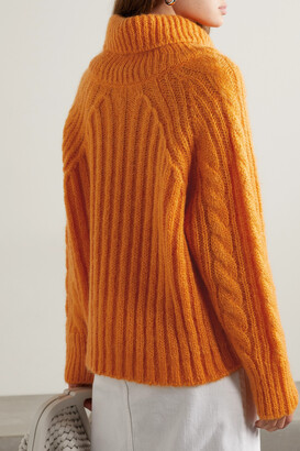 Cecilie Bahnsen Grayson Cable-knit Mohair And Silk-blend Turtleneck Sweater  - Orange - ShopStyle