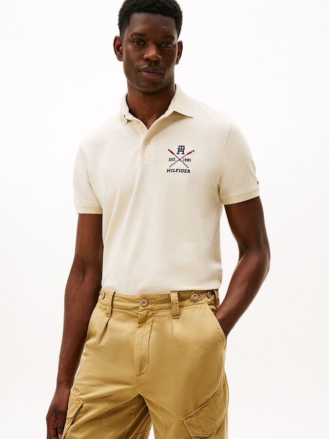 Tommy Hilfiger Men's Regular Fit Rowing Crew Logo Polo - White - XXXL