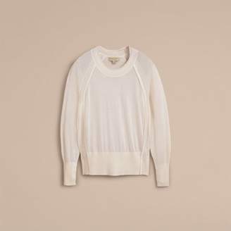 Burberry Open-knit Detail Cashmere Crew Neck Sweater