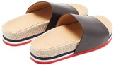 Thumbnail for your product : Moncler Striped Leather Slides - Black