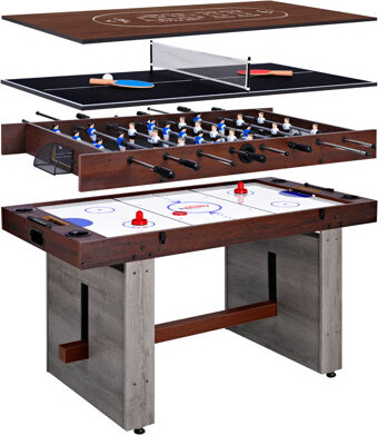 Rioloiuy 55” 4-in-1 Combo Table includes Foosball, Electric Air Hockey, Ping Pong & Poker