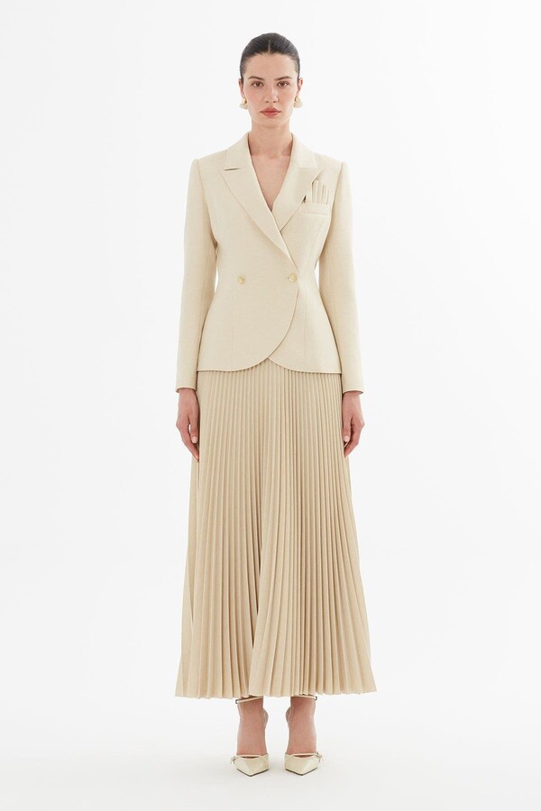 Gizia Double-Breasted Jacket and Pleated Skirt