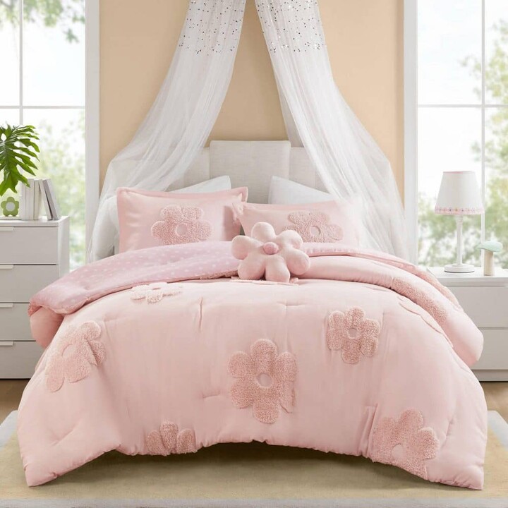 Intelligent Design Kids Madeline 4-Piece Pink Polyester Full/Queen Comforter Set