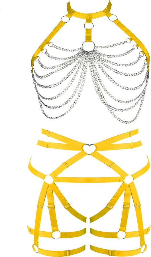 BANSSGOTH Plus Size Garters Set Full Body Harness Women Lingerie cage Punk Gothic Festival