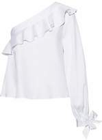 Thumbnail for your product : Nicholas One-shoulder Ruffle-trimmed Cotton-poplin Top