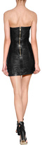 Thumbnail for your product : Balmain Ruched Leather Strapless Mini-Dress