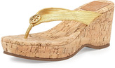 Thumbnail for your product : Tory Burch Suzy Cork Wedge Thong Sandal, Gold