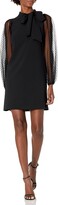 Thumbnail for your product : Vince Camuto Women's Bow Neck Shift Dress with Mesh Dot Sleeves