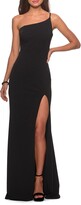 Thumbnail for your product : La Femme One-Shoulder Jersey Gown