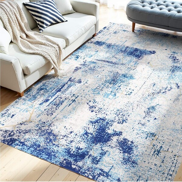 VEVOR5×7ftWashableAreaRugSoftNon-SlipTear-ResistantCarpetPet&KidFriendlyIndoorRugforBedroomLivingRoomOfficeBlue