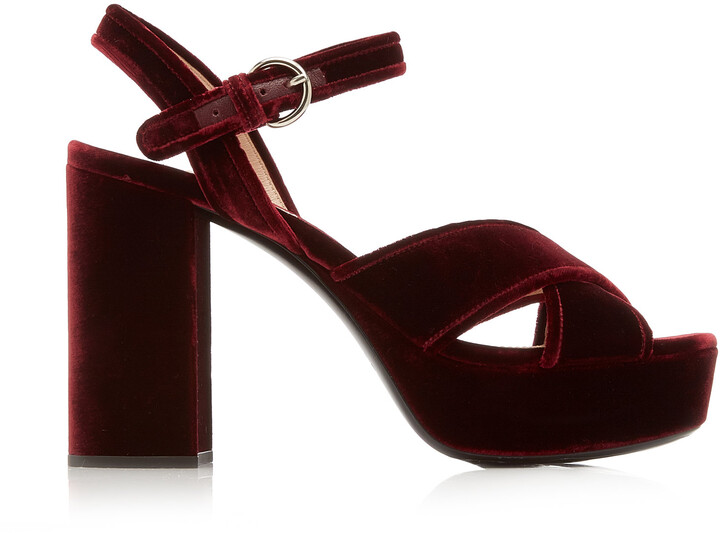 burgundy velvet platform heels