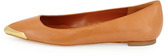 Thumbnail for your product : Alexander McQueen Metal-Tipped Leather Skimmer Flat, Tan