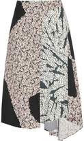 Cedric Charlier Wrap-Effect Printed Satin-Twill Midi Skirt