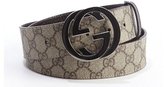 Thumbnail for your product : Gucci brown logo embossed rubberized leather GG buckle belt