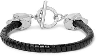 Alexander McQueen Silver-Tone And Leather Skull Bracelet