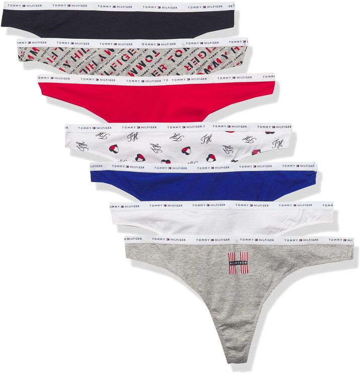 merknaam crisis Plunderen Tommy Hilfiger womens Underwear Classic Cotton Logoband Panties 7 Pack  Thong Panties - ShopStyle