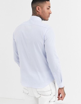 Topman smart shirt in blue & white stripe